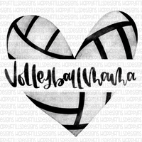 Watercolor heart volleyball mama