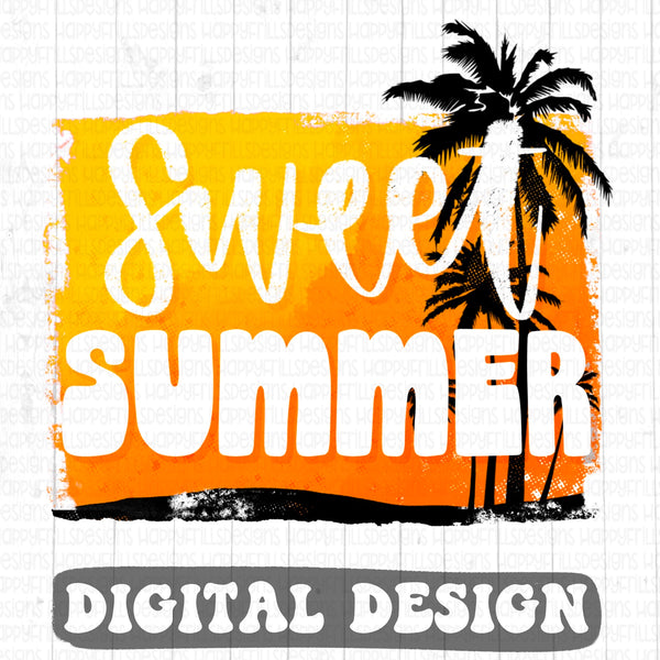 Sweet Summer retro style digital design