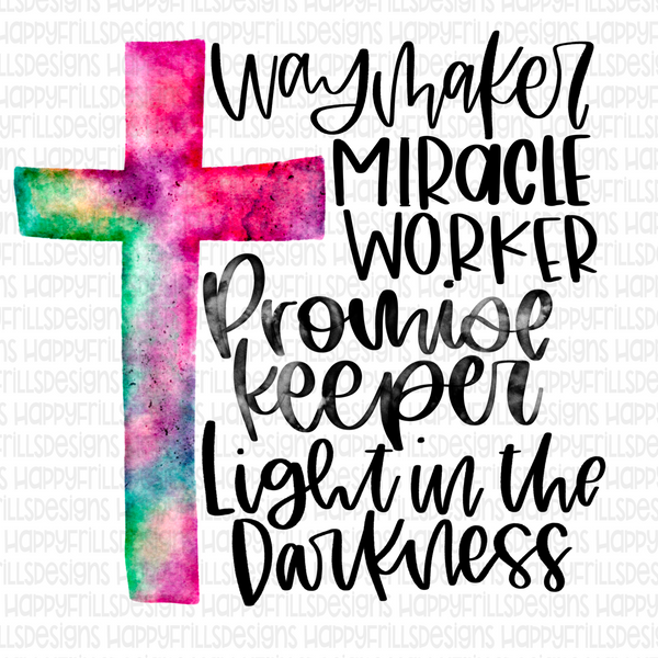 Way maker Miracle worker promise keeper light in the darkness watercolor waymaker cross