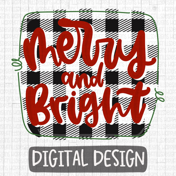 Black and White Buffalo Plaid Merry and Bright