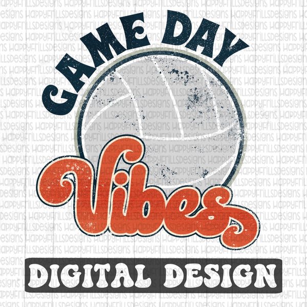 Game Day Vibes Volleyball retro style digital design