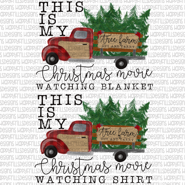 Christmas Movie Watching shirt/blanket with plaid truck