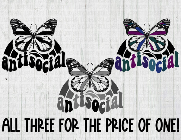 Antisocial Butterfly retro style digital design